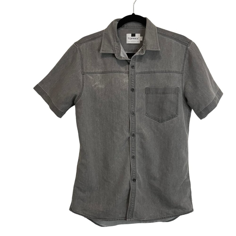 Topman Gray Short Sleeve Button Up Shirt Mens Size M